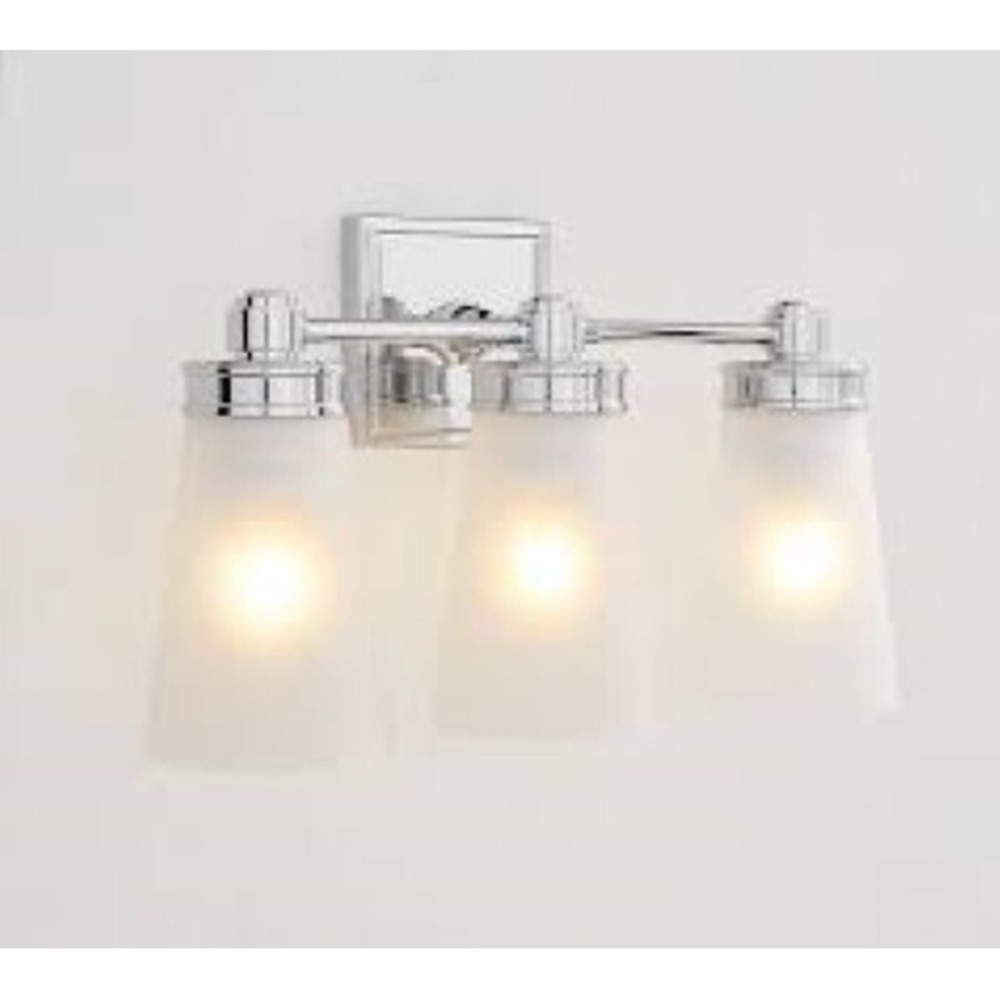 New Pottery Barn Satin Nickel‎ Pearson Triple Sconce Bath Bathroom